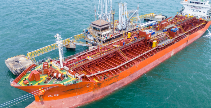 Empty cargo ship in port